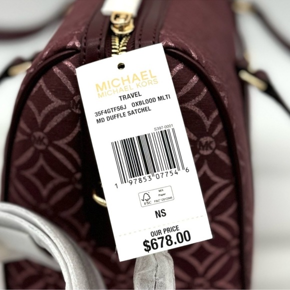 Michael Kors Medium Travel Duffle Satchel Bag Ox Blood Multi - Picture 11 of 11